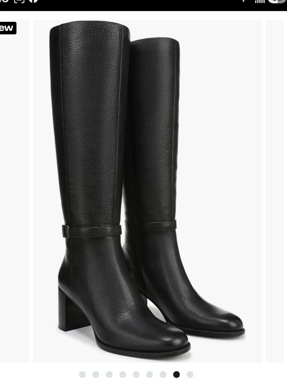 Vionic Black Leather Mid-Calf Block Heel Boots